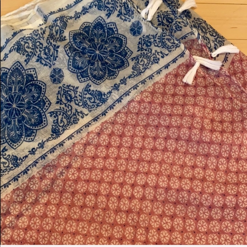 Lulu's Pink and Blue Floral Scarf - Picture 5 of 6